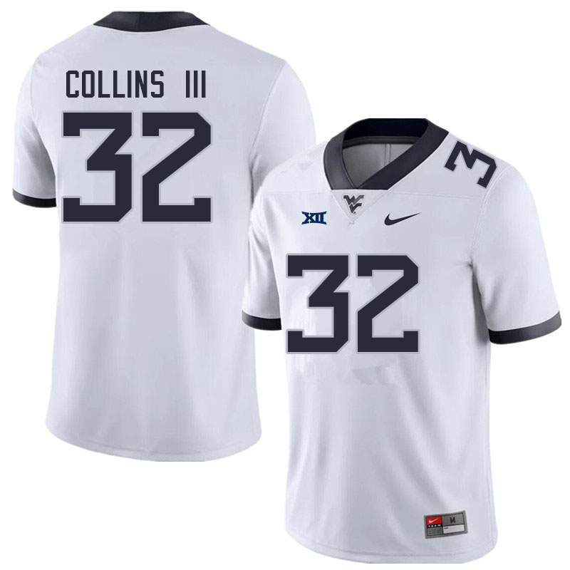 Men #32 Raleigh Collins III West Virginia Mountaineers College Football Jerseys Sale-White - Click Image to Close